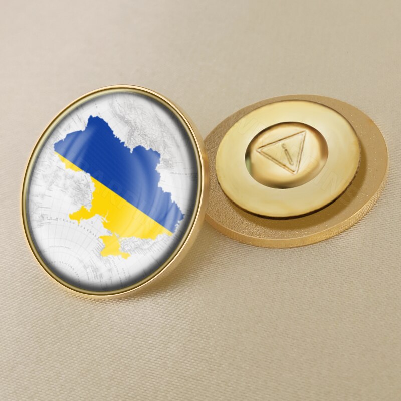 Coat of Arms of Ukraine Ukrainian Map Flag National Emblem National Flower Brooch Badges Lapel Pins