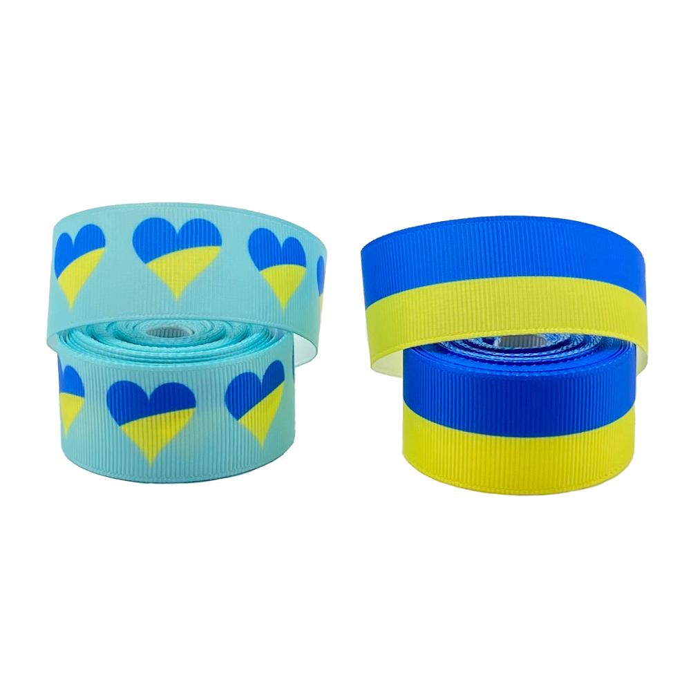 25mm Ukraine Flag Grosgrain Ribbon For Hair Bow Diy Crafts Sewing Accessories Bracelet Handmade Materials