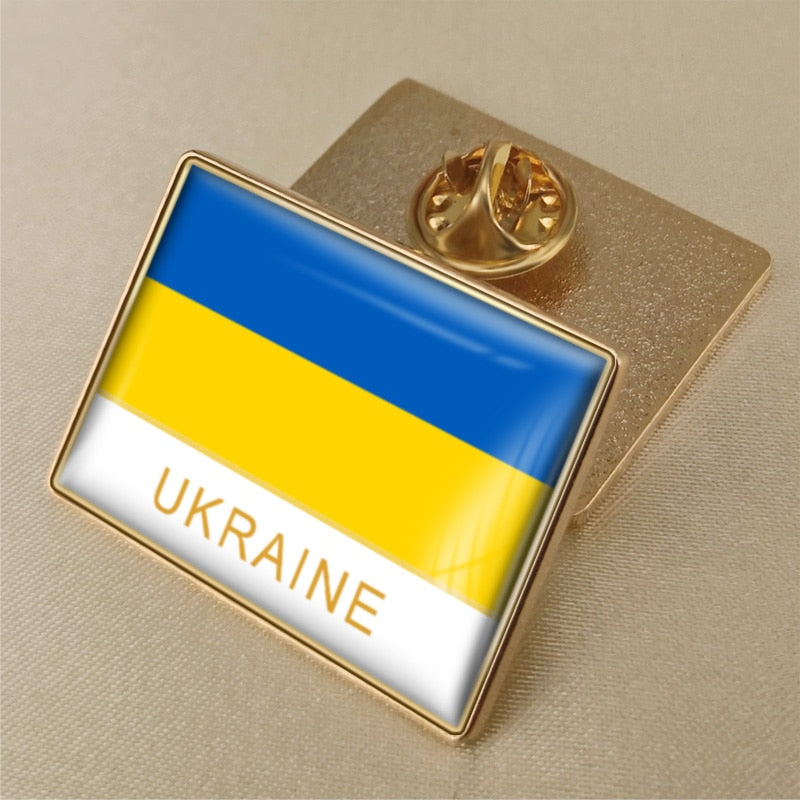 Coat of Arms of Ukraine Ukrainian Map Flag National Emblem National Flower Brooch Badges Lapel Pins