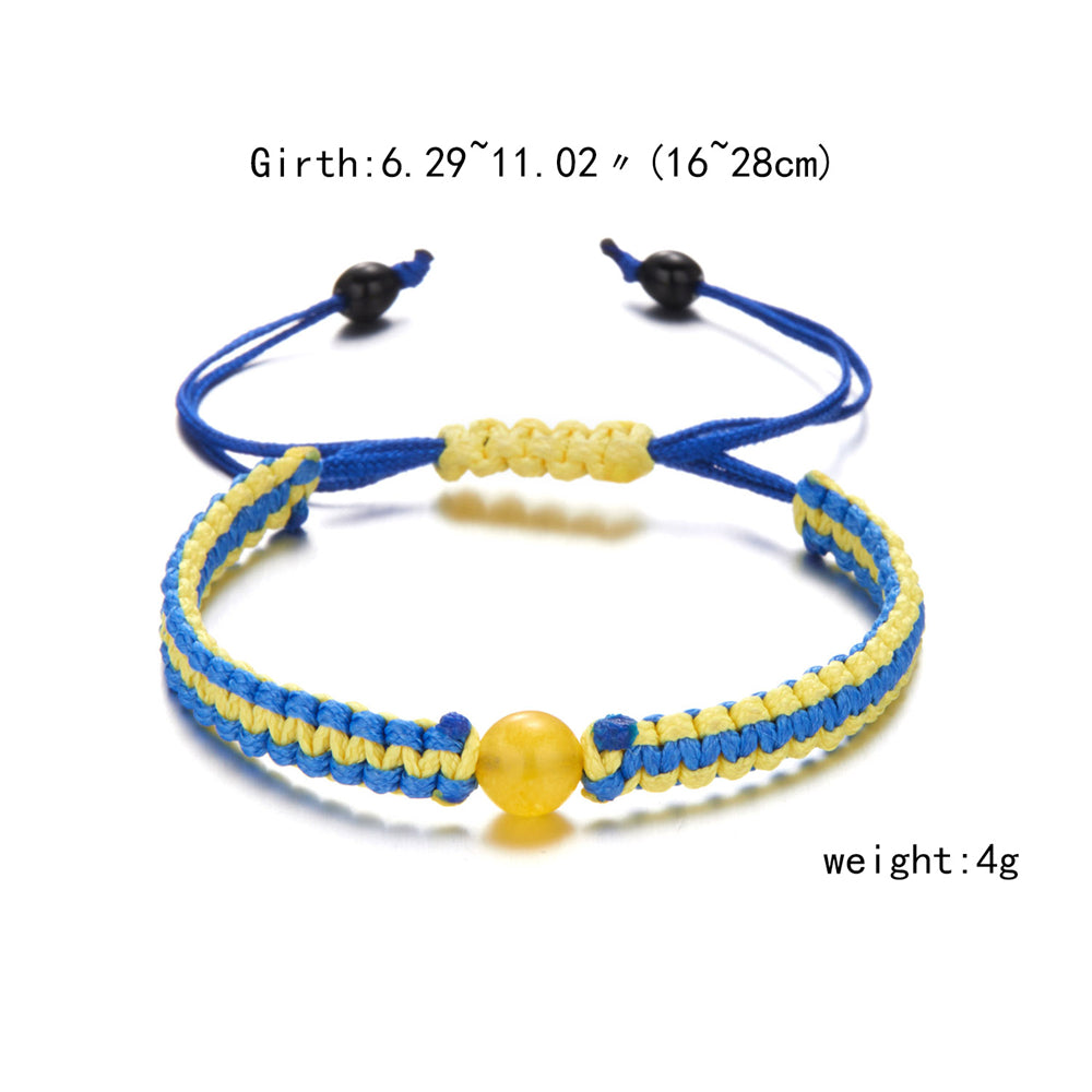 Lucky Knot Sunflower Bracelets Ukraine Flag Color Blue Yellow Women Men Charm Woven Handmade Bangles Braided Adjustable Jewelry