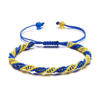 Lucky Knot Sunflower Bracelets Ukraine Flag Color Blue Yellow Women Men Charm Woven Handmade Bangles Braided Adjustable Jewelry