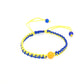 Ukraine Flag Lucky Bracelets Quartz Beads Heart Charm Braid Rope Men Women Handmade Braid Leather Bangles Ukrainian Jewelry Gift