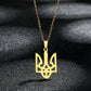 LUTAKU Stainless Steel National Symbols Of Ukraine Pendant Necklace For Men Women Tryzub Ukrainian Solidarity Choker Jewelry