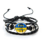 New Arrival Tryzub Ukraine Bracelet Ukrainian Symbol Glass Cabochon Multilayer Leather Bracelets High Quality Men Bangles