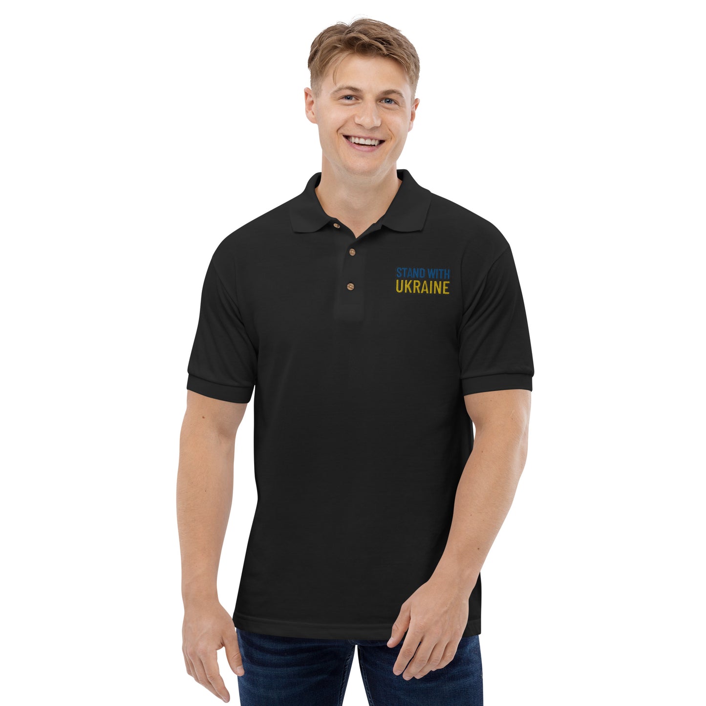 Embroidered Polo Shirt | I Stand With Ukraine k95