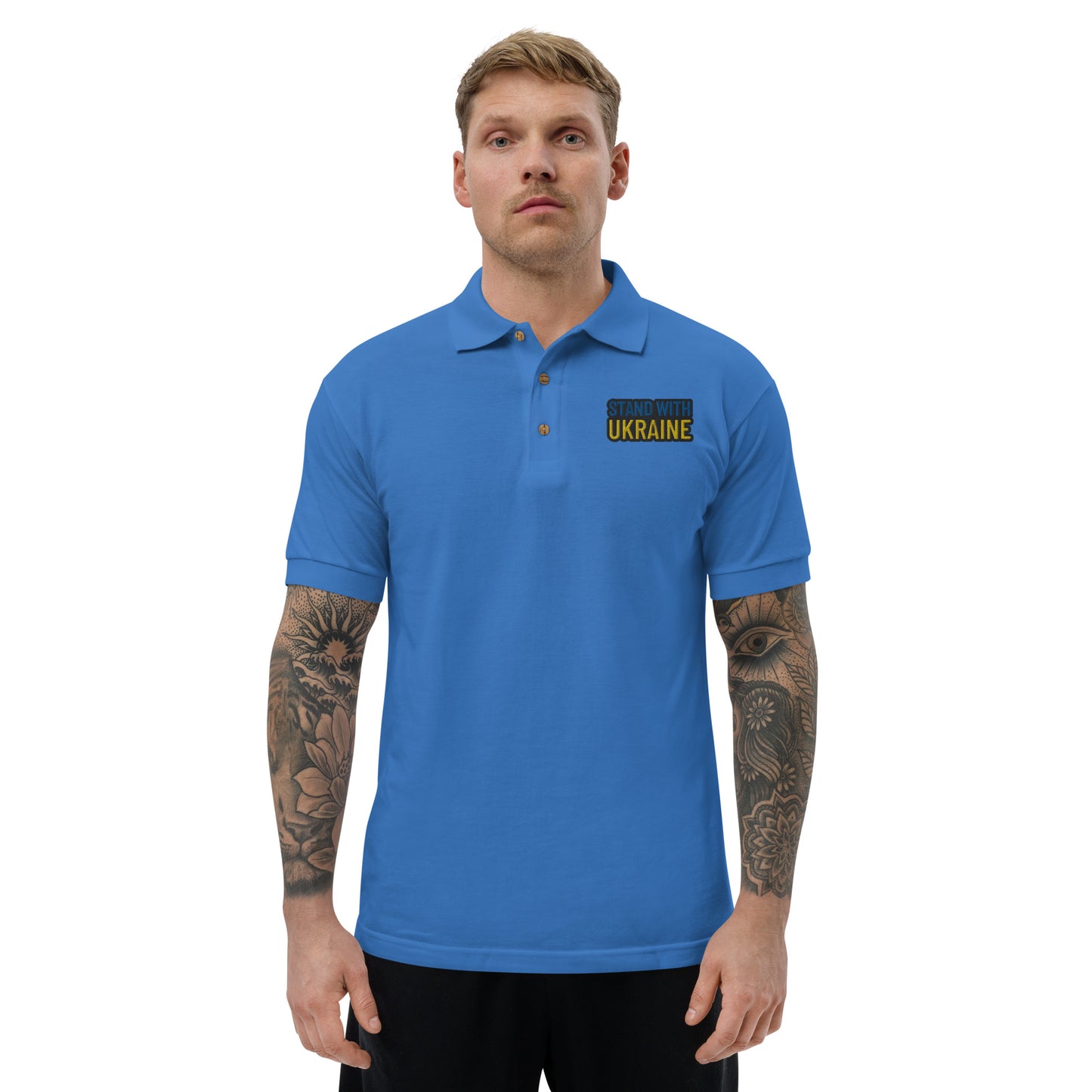Embroidered Polo Shirt | I Stand With Ukraine k95