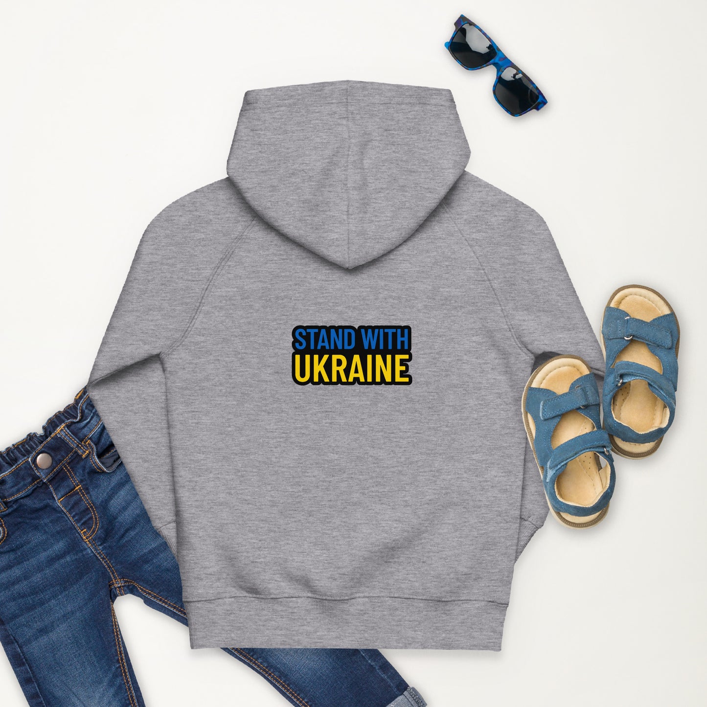 Kids eco hoodie i stand with ukraine