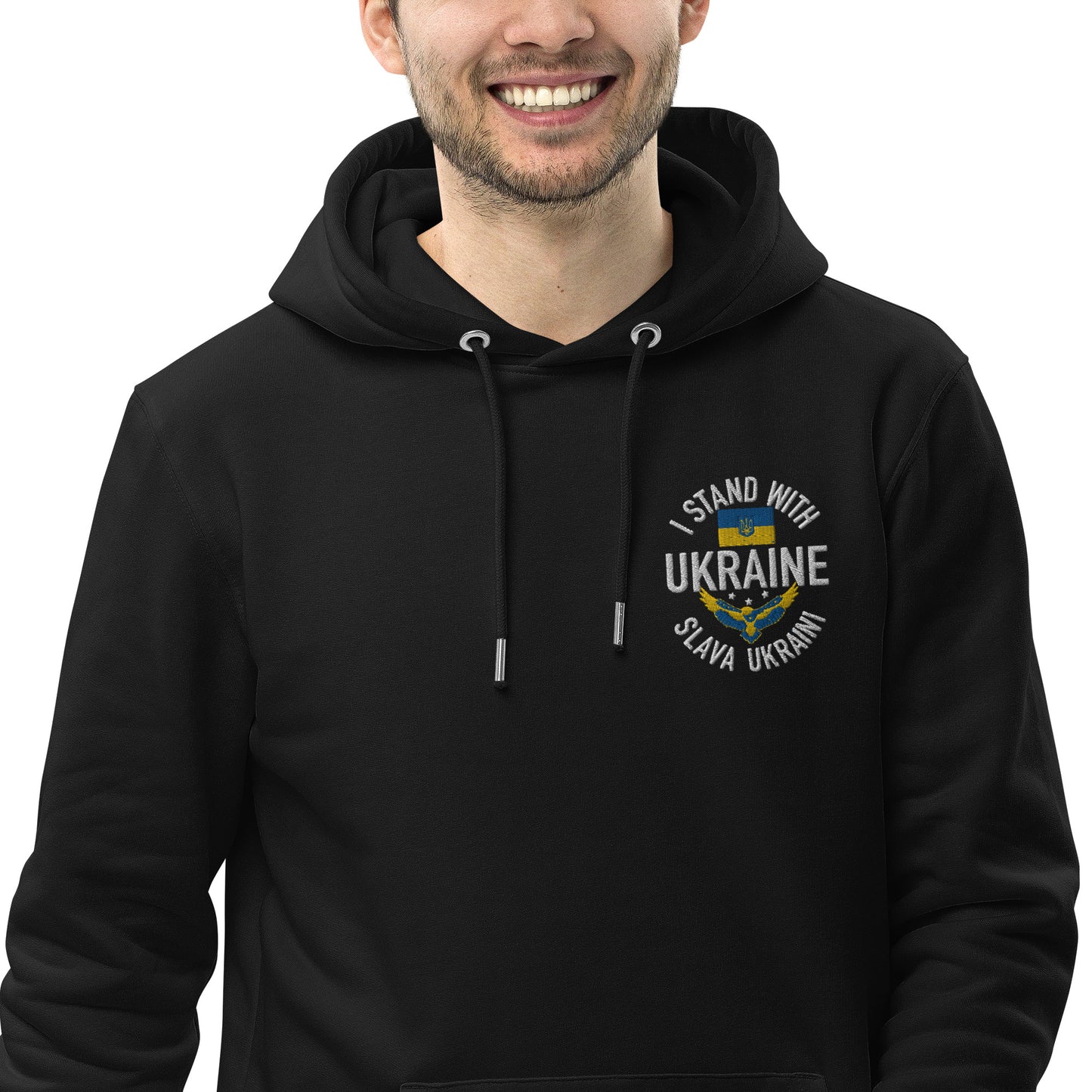 Unisex essential eco hoodie | I stand with ukraine