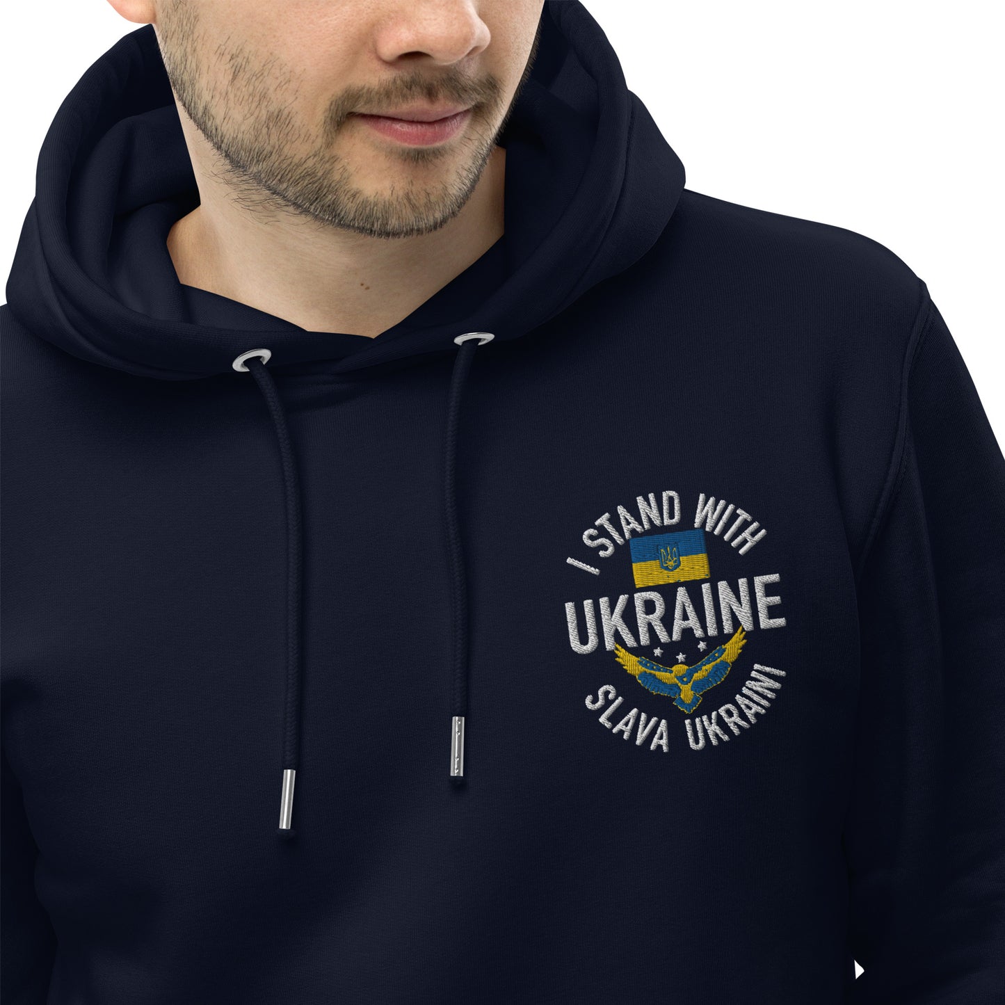Unisex essential eco hoodie | I stand with ukraine