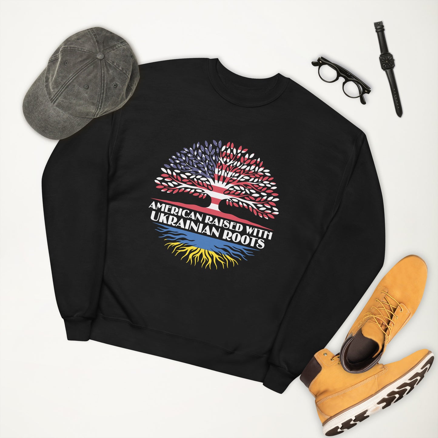 Unisex fleece sweatshirt | American Raised with Ukrainian Roots
