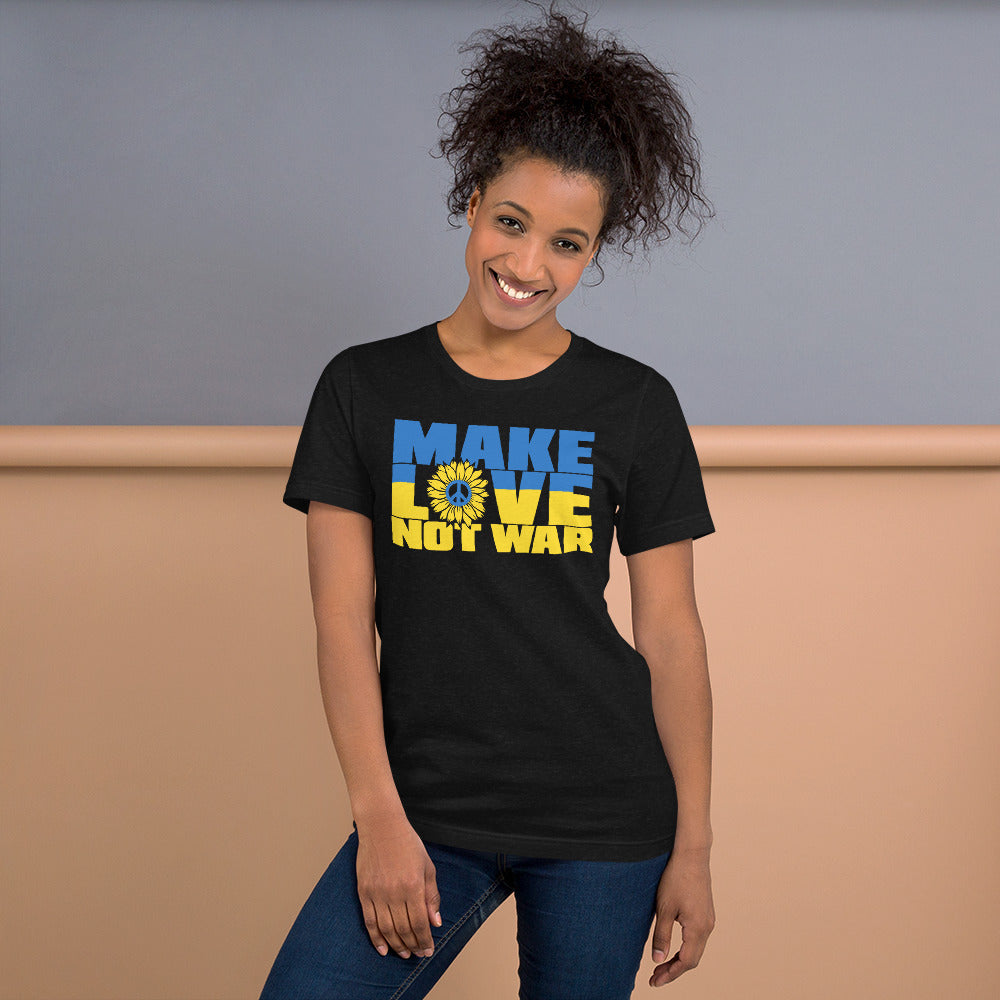 Unisex t-shirt | Make Love Not War Sunflower