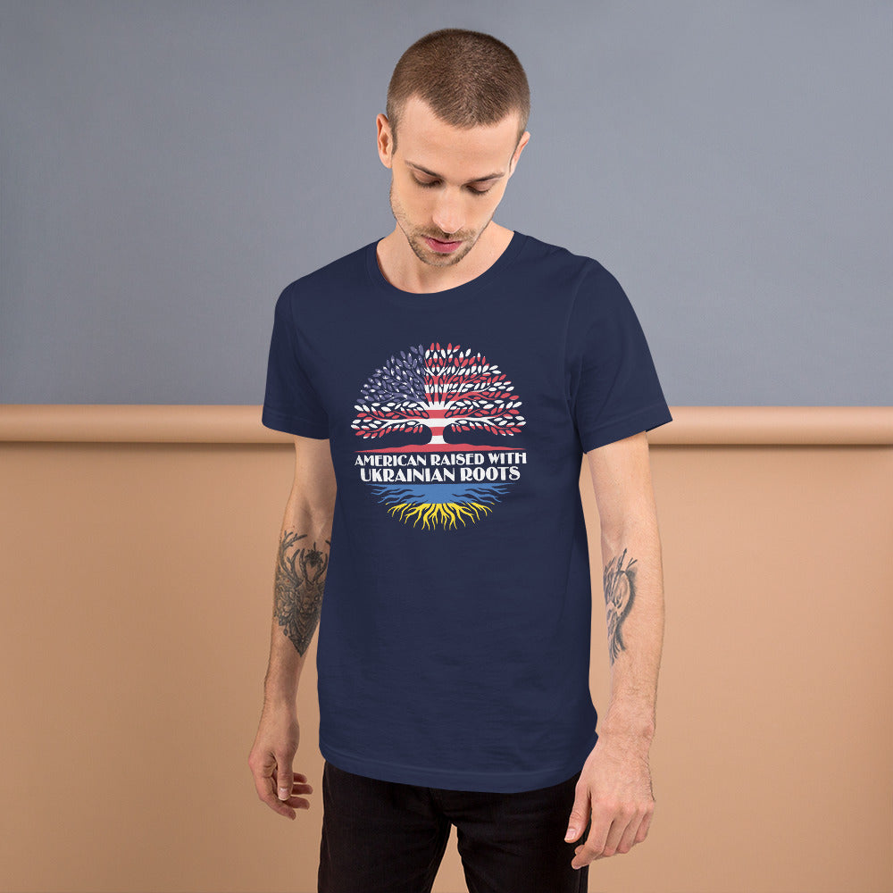Unisex t-shirt | American Raised with ukrainian roots