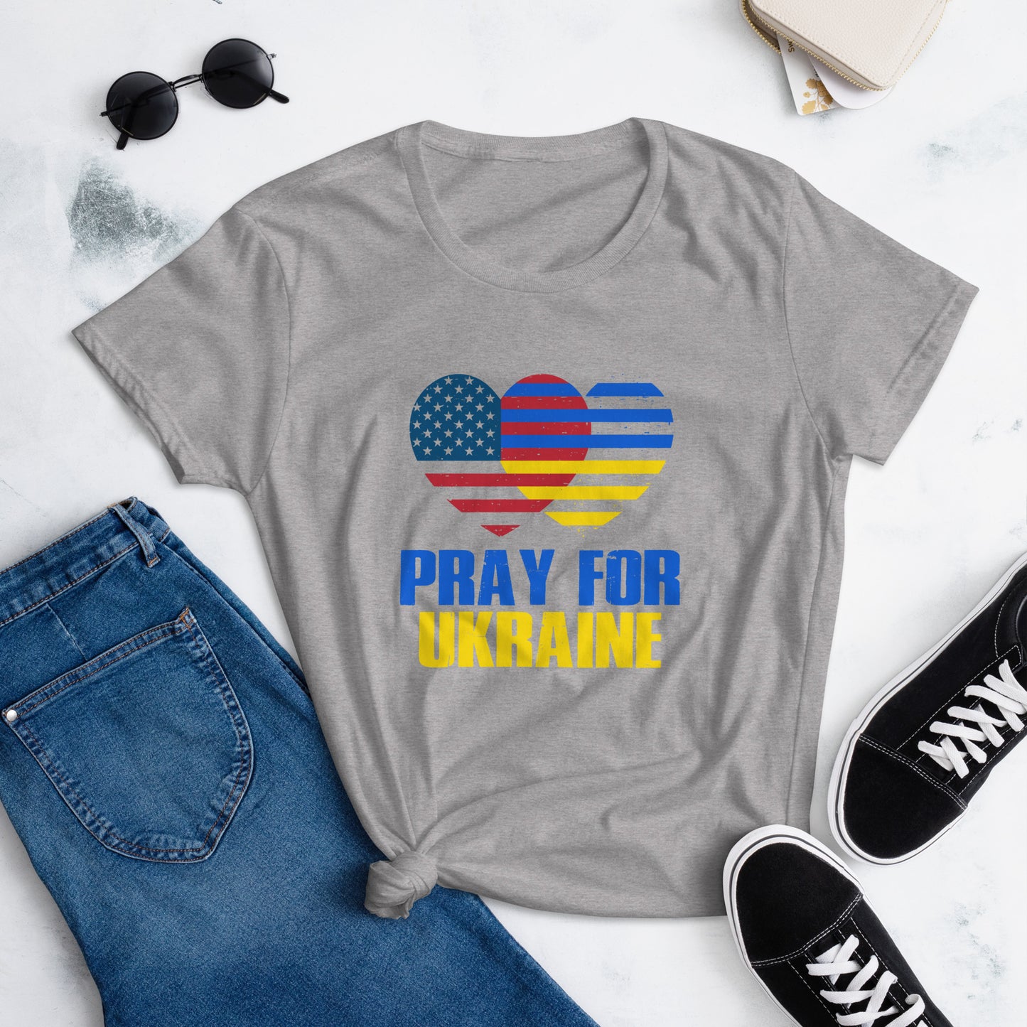 Women's short sleeve t-shirt | Pray For Ukraine