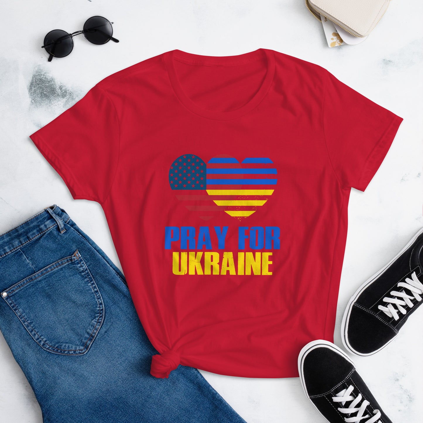 Women's short sleeve t-shirt | Pray For Ukraine