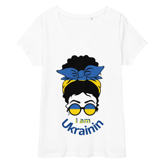 Women’s fitted v-neck t-shirt | I am Ukrainian