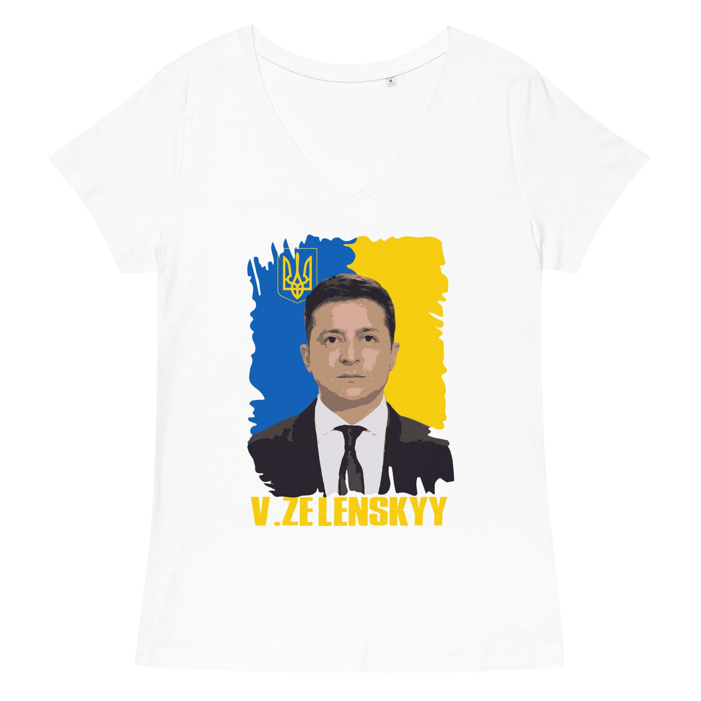 Women’s fitted v-neck t-shirt | Volodymyr Zelenskyy P24