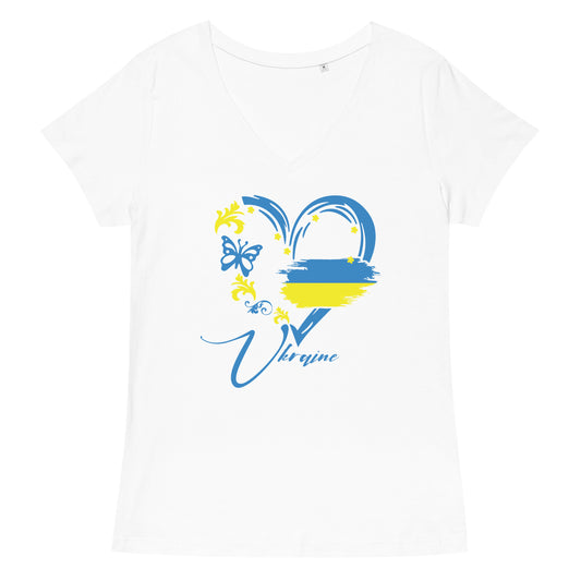 Women’s fitted v-neck t-shirt | Ukraine Heart